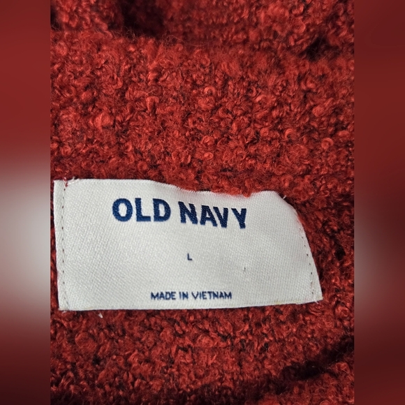 Old Navy L Red Pullover Fleece Sweater Drop Shoulder Sleeve Great Stretch - Picture 4 of 5